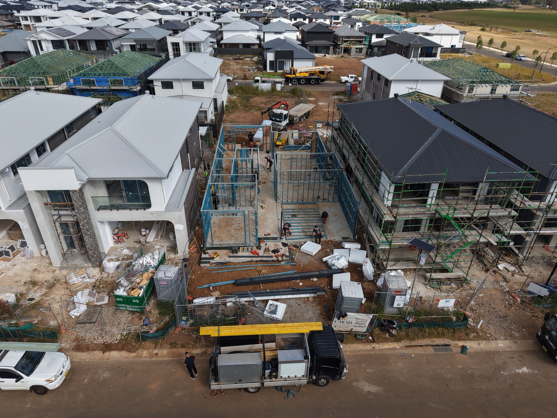 Frame going up — AWA Structural Framing, Sydney